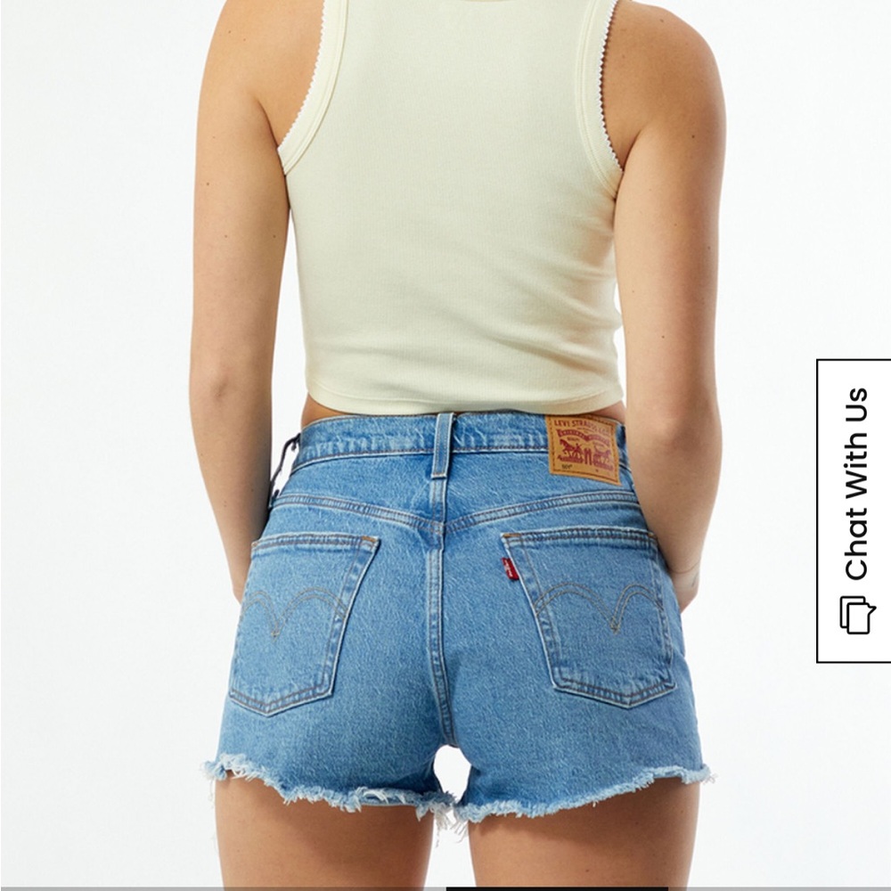 Levi’s 501 Original Medium Blue Mid Rise Denim Shorts - Picture 8 of 9